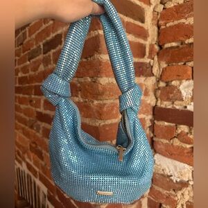 Gia Chainmail Shoulder Bag - Blue Sequin